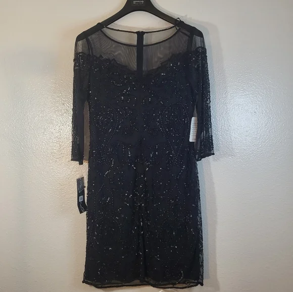 ❤️ Pisarro Nights Beaded Illusion Mesh Sheath Dress - Picture 10 of 10